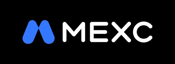 The image displays the MEXC logo, featuring a blue stylized "M" icon next to the white "MEXC" wordmark on a black background. This branding aligns with the post promoting the MEXC Card as a spending option for everyday expenses like food, travel, and online purchases.