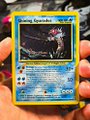 A hand holds a "Fishing Spatula" trading card depicting a surreal underwater scene, likely from the popular "Spinning Spatula" or similar fishing-themed card series, with the caption suggesting the viewer imagine being the fisherman encountering whatever strange sight the card portrays.