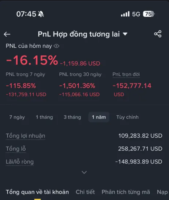 The image shows a phone screen with a message displayed, which appears to be in Vietnamese. The text reads "Đi học cô giáo dạy Future nghâu là tương lai là còn khổ, cuộc chơi ngắn dài không dành cho ae gâm short $LAB bay luôn mảnh đất". The message seems to be related to the post about cryptocurrency.