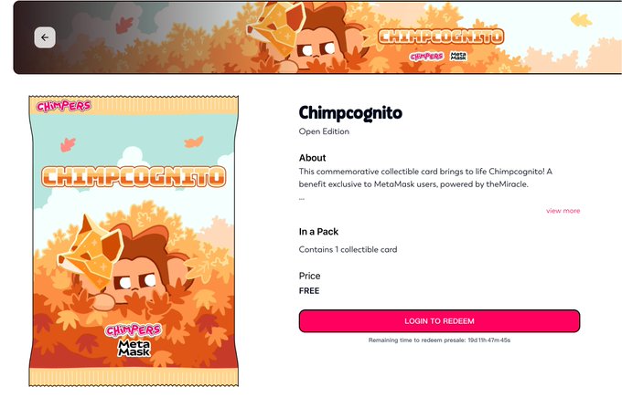 The image shows a screenshot of an eBay store page featuring a game called "Chimpcogino" with a little fox character in orange clothing as its main focus. The screen also displays additional information about the game, including that it comes with a free gift card and features an exclusive collection card for buyers. To access this exclusive card, one must claim the little fox character from the eBay store. The message accompanying the image encourages users to claim their bundle immediately by clicking on the "Claim" button.