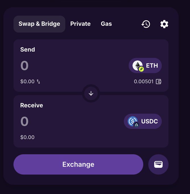 A Swap & Bridge interface is displayed, showing an exchange from 0.00501 ETH to USDC, which aligns with the post's mention of bridging via jumper.xyz.