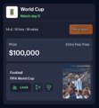 The image shows a black background with an advertisement for World Cup Matches posted on it. The text at the top of the ad reads "World Cup" followed by "Match day nr.9". Below this, there is a list providing details about upcoming matches, including dates and prices. At the bottom of the image, there is a screenshot of a soccer game and a contact form inviting viewers to comment on the match's outcome. The primary focus of the ad seems to be encouraging viewers to sign up for an early bird ticket that offers free entry into the World Cup matches.