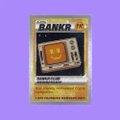 A pixelated yellow advertisement or product listing for 'BANKS 2' is displayed on a purple background.