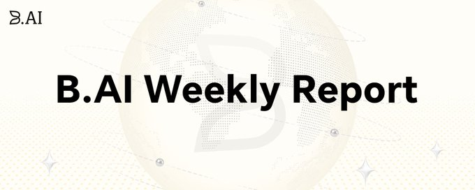 A beige graphic with a faint globe and 'B' logo displays the title 'B.AI Weekly Report'.