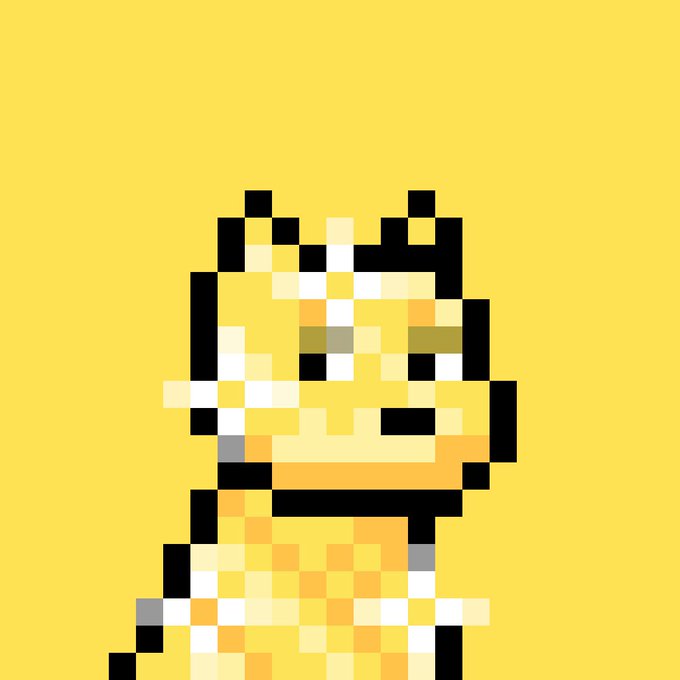 Yellow background featuring a pixelated character that resembles Pikachu wearing a yellow hooded outfit.