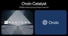 The image displays a slide titled "Ondo Catalyst" with a "$250M milestone pursuing strategic investment" caption, featuring the Pantera and Ondo logos side by side. This visual directly supports the post's skeptical question about the $250 million catalyst investment, illustrating the partnership announcement while highlighting the post's central concern that profits from this catalyst do not automatically flow back to ONDO token holders.