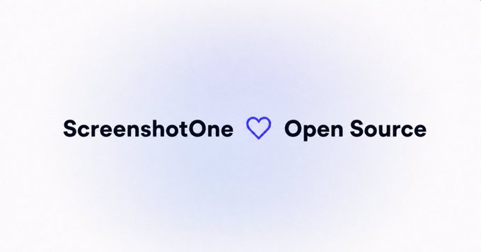 The image displays the text "ScreenshotOne ❤ Open Source" with a heart symbol between the two phrases, set against a light gradient background. This branding reflects the post's sentiment, acknowledging ScreenshotOne's ongoing sponsorship of an open source project (oRPC) despite initially committing to just one month of support.