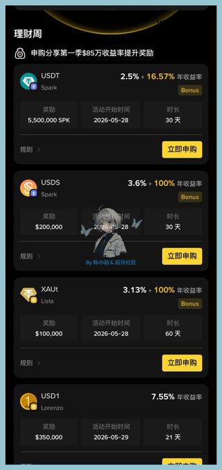 The image shows a phone screen displaying various cryptocurrency options, including Bitcoin, USDT, and Spark. The screen also has a message that says "I know everyone's having a tough time, and now Binance is giving out money again." This suggests that there might be an ongoing promotion or reward system for users who invest in certain cryptocurrencies like Bitcoin.