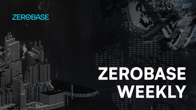 The image is a dark, abstract digital graphic featuring the "ZEROBASE" logo in cyan in the upper-left corner and the bold white text "ZEROBASE WEEKLY" in the lower-right, set against a textured background resembling distorted topographical or data patterns—serving as a branded header for the weekly cryptocurrency recap covering ZBT's price performance and trading volume surge from June 29 to July 5.