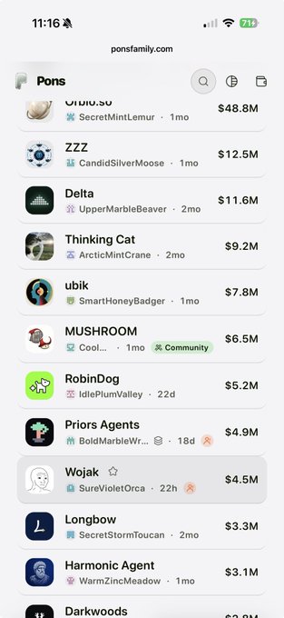 A screenshot from ponsfamily.com showing a leaderboard list with usernames and earnings, including 'Otuto.so' at $48.8M, 'ZZZ' at $12.5M, and 'Delta' at $11.6M.