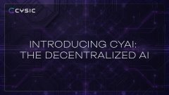 A dark promotional banner for 'CY.BIC' featuring the text 'INTRODUCING OYA: THE DECENTRALIZED AI'.