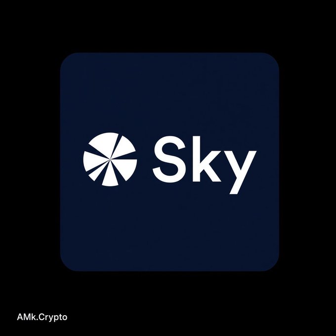 The Sky cryptocurrency logo on a dark blue rounded square icon, labeled 'AMk.Crypto' at the bottom.