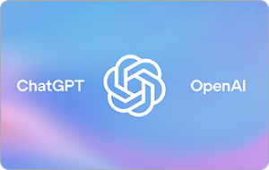 Logo graphic for ChatGPT and OpenAI displayed side by side on a blue and purple gradient background.