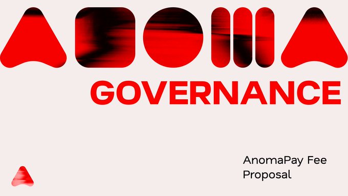 A white background featuring red and black stylized text reading 'ANOMA GOVERNANCE' and 'AnomaPay Fee Proposal' with a small red triangular logo.