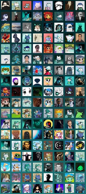 A dense grid of 120 small square profile pictures and avatars, many featuring anime, cartoon, and game characters, with a few real human photos mixed in, arranged in a 12x10 layout.

The collage likely represents the diverse community of Hyperliquid supporters on Twitter, visually emphasizing the broad and eclectic base backing the airdrop claim against any FUD narratives.