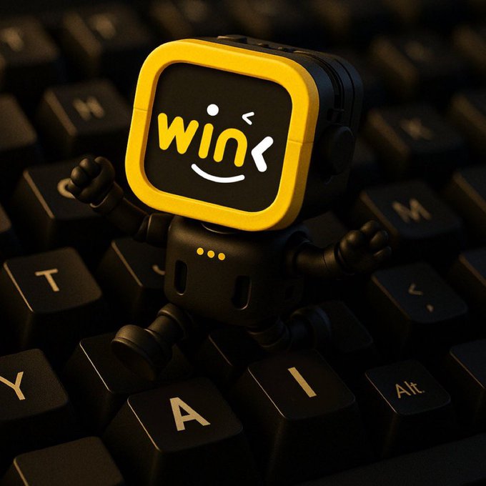 A cheerful robot mascot with a yellow monitor head displaying "WINK" stands on a black keyboard, symbolizing the hidden tech infrastructure powering Web3. The image visually reinforces the post's message about how oracle networks and trusted data work behind the scenes to enable seamless decentralized experiences.