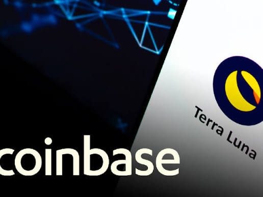 A graphic showing the Coinbase and Terra Luna logos, representing the cryptocurrency exchange's listing of the Terra Luna token.