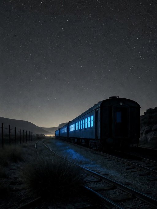 A lone passenger train glows with bright blue-lit windows as it travels along a curved track under a starry night sky. The image pairs with the post's celebration of the $TIBBIR token's 18-month journey and its emergence as a top 100M-dollar pick, evoking a sense of momentum and forward motion through the darkness toward a promising horizon.
