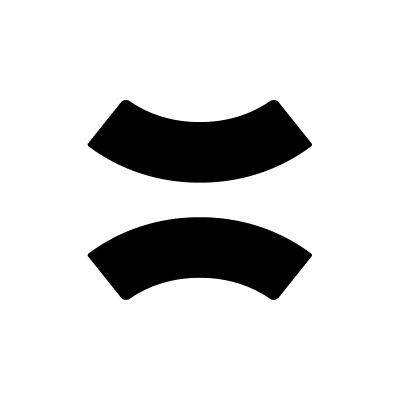 A minimalist black-and-white icon depicting two simple, curved, geometric shapes stacked vertically against a white background.