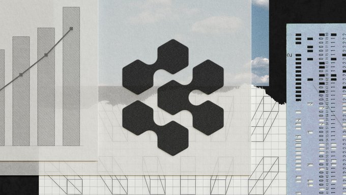 A collage-style image featuring a bar graph on the left, a black geometric logo made of interconnected hexagons in the center, and a spreadsheet with columns labeled 'P1', 'P2', and 'P3' on the right.