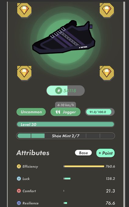 The image shows a phone screen displaying an app icon, which appears to be a shoe-related game or application. The icons are small and colorful, making them easy to spot on the device's home screen. The background of the screen has a green hue with gold accents, adding visual interest to the display. The text in the image reads "片手間でやってきたから仕方がないのだけど。細々GSTで走る日々にも限界がきたかもしれないように変えてどうにかなるとも思えない". The image does not provide any specific information about the app or its features, but it is clear that the focus of the game is on shoes.