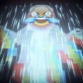 The image shows a glitchy, pixelated duck character with a glowing aura and sunglasses, resembling a meme-style logo. The whimsical, almost triumphant duck imagery serves as a lighthearted visual metaphor for the post's message about locked token supply and a "flywheel" effect, reinforcing the bullish sentiment about token holders and supply dynamics.