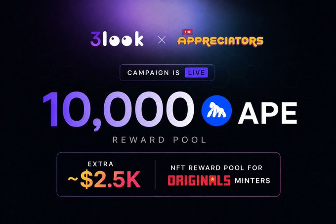 xtrAte reward pool for originalinals miners, $2.5k net reward, and 10,000 ape campaign is live.