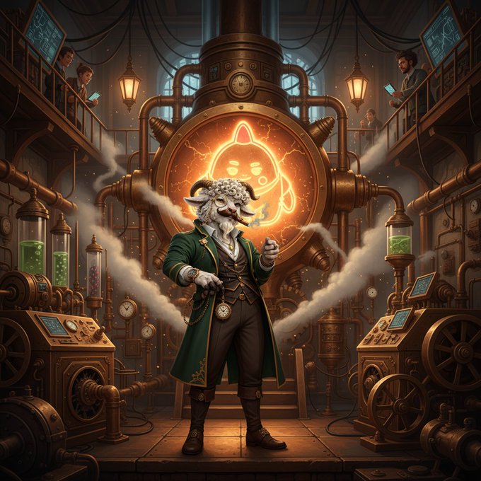 The image features a man dressed as a character from a video game, wearing a green coat and hat while smoking a cigarette. The man appears to be standing in front of a large machine or contraption that resembles a steam engine. There are other people present in the scene, possibly fellow gamers or spectators enjoying the spectacle.

The image also contains text elements such as "bruh the @sleepagotchi update has the feed lit up again these last couple days sleep to earn was the entry but theyre expanding it into this ai wellness ecosystem with agents giving real guidance wearable data flowing in and even a marketplace for everything what gets me is how". This suggests that there might be an ongoing gaming event or convention, where people are not only enjoying video games but also exploring related industries like virtual reality, fitness, and wellness.