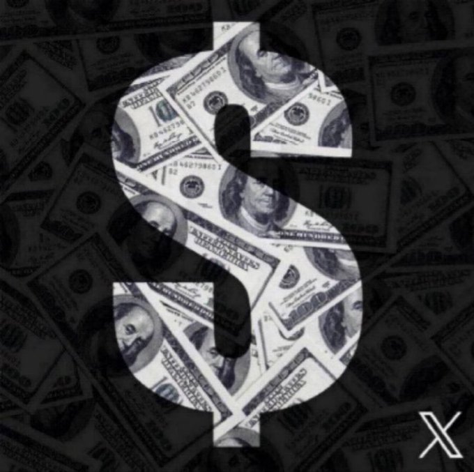 A stylized dollar sign composed of $10 bills overlaid on a background of scattered US currency, with an 'X' logo in the corner.