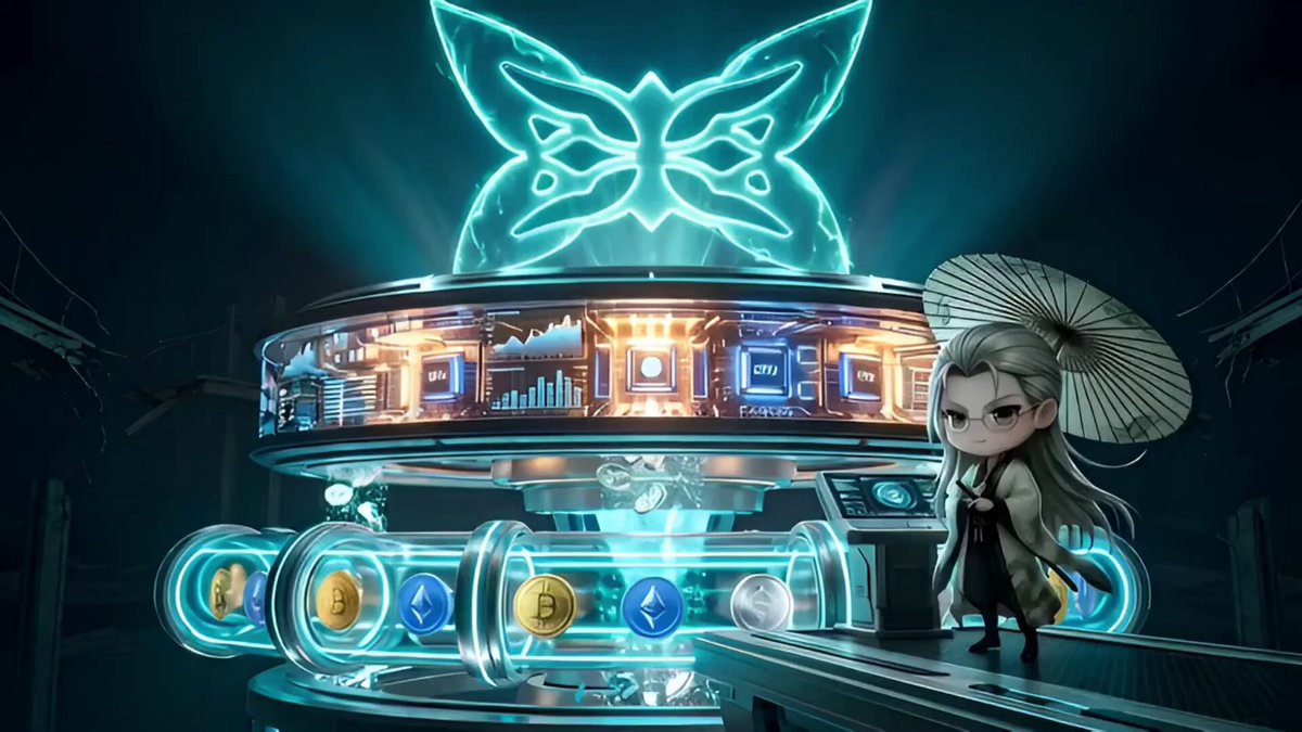 The image shows a man walking with a butterfly tattoo, surrounded by futuristic-looking objects that seem like they are made of neon blue and purple hues. There is a display screen that appears to be a representation of a butterfly and an octopus. A white umbrella can also be seen in the scene. The background features the text "Making some stickers" and "@quipnetwork". The image seems to be related to the post about Quip network building a decentralized global quantum computer, where the butterfly tattoo symbolizes the threat posed by science fiction ideas becoming reality. The futuristic objects and neon colors create an atmosphere that matches the theme of digital currency, and the man walking with a tattoo adds a touch of personal style to the scene.