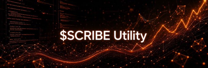 A dark banner with orange glowing lines and network nodes displaying the text '$SCRIBE Utility' across the center.