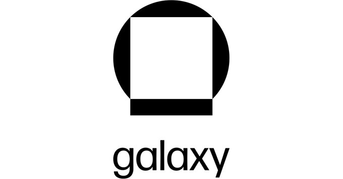 The image displays the Galaxy Digital logo, featuring a black circle with a white rectangular cutout above the company name "galaxy" in lowercase text. This branding represents Galaxy Digital, the cryptocurrency and digital asset firm mentioned in the post reporting an $85 million Q2 net loss while pivoting toward AI data center revenue through its CoreWeave partnership.