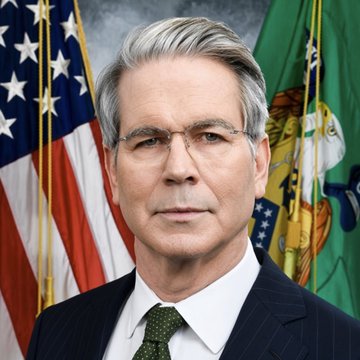 A portrait shows Treasury Secretary Scott Bessent standing before the U.S. flag and Treasury Department seal, formally conveying his official role as he urges lawmakers to advance the Clarity Act and preserve U.S. leadership in digital asset policy.