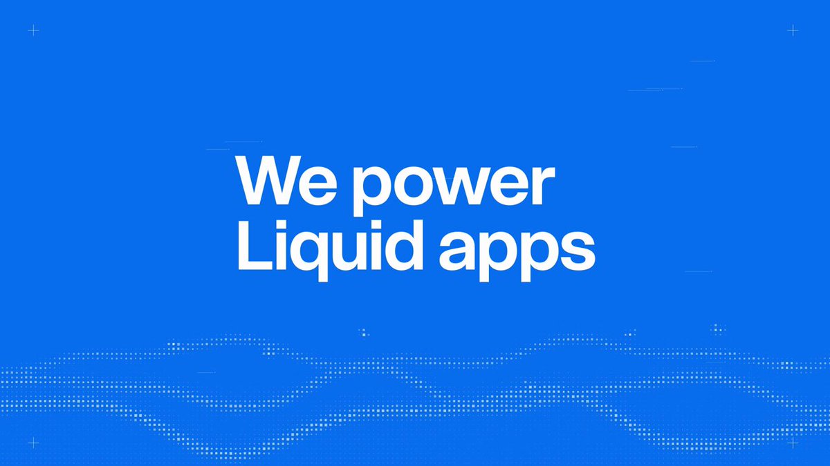 The image features a blue background with white text that reads "We power Liquid apps". This suggests that there might be an app related to liquids or liquid-related activities, such as measuring liquids, tracking water intake, or even a social media platform for sharing liquid recipes and experiences. The presence of the word "app" in the image indicates that it is likely a mobile application designed for various purposes, including entertainment, education, or personal use.