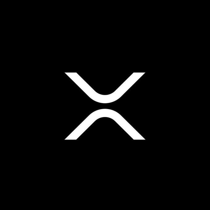 The white XRP cryptocurrency logo, consisting of an hourglass-like symbol, centered on a black background.
