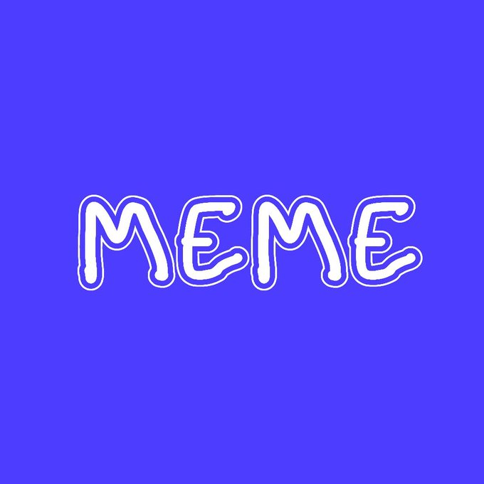 The word 'MEME' written in white bubble letters on a bright purple background.