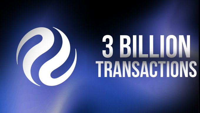 A graphic celebrating 3 billion transactions for Injective (INJ), featuring the project's stylized logo on a blue gradient background.