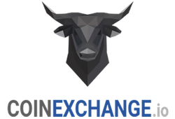 The image shows a low-poly geometric bull head logo in dark gray/black tones above the text "COINEXCHANGE.io," which appears to be the branding for a cryptocurrency exchange platform. The accompanying post about timing the Robinhood Chain peak and meme coin market cycles relates to the broader crypto trading context that CoinExchange.io operates within, though the image itself simply displays the exchange's branding rather than depicting anything specific to Robinhood Chain or market timing strategies.