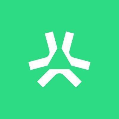 A minimalist green logo featuring a white geometric symbol resembling a stylized "人" character on a bright green background.