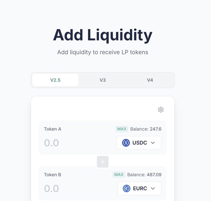 The image shows a screenshot of an app called "Arc" that displays information about tokens, including their balances and exchange rates. The app also provides options for adding liquidity to receive LP tokens or transferring them between different exchanges.