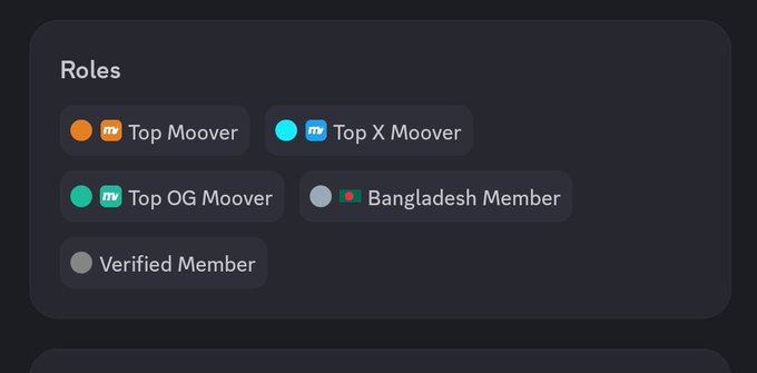 The image contains a post that discusses moovexyz's top three roles (Top Moover, Top X Moover, Top OG Moover) with their corresponding verification status (Verified Member). The post focuses on the consistency of the verification process and its potential impact on community support and contribution to bigger opportunities.
