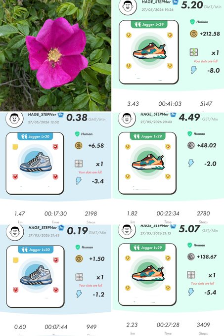 The image displays a grid of six images featuring shoes, including a pink flower design, and accompanying text with numbers or data related to running activities such as steps taken per day or calories burned. The code 'stepn' appears multiple times in the image's title, suggesting it could be the activation code for some part of the app.