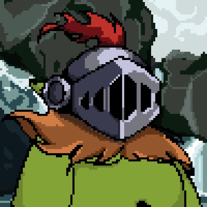 A pixel art image features a knight wearing a green helmet adorned with a red plume, set against a dark, atmospheric background. The medieval warrior imagery aligns with the post's "The Cult Opens Its Doors" theme, evoking themes of initiation, allegiance, and loyalty central to crypto cult communities offering giveaways to early supporters.
