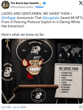 The image shows a Twitter post about a charity event called "Bored Apes & CryptoPunks", which aims to raise funds for a charity that helps people with disabilities. The post includes a photo of a monkey wearing a hat, along with a caption discussing the charity's goals and how it has been able to raise money through donations from cryptocurrency users.