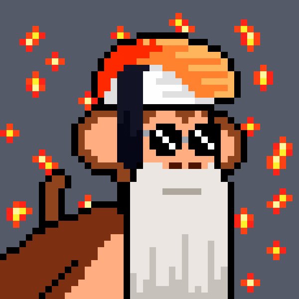 The image features a cartoon monkey with a white beard wearing sunglasses, giving him an intellectual or wise appearance. The background of the image is dark gray, which contrasts with the bright orange fireflies scattered throughout the scene. This creates a visually striking effect that highlights the monkey and his unique facial hair style. The post caption reads "It's Wise Beard Wednesday so gotta show off this banger", indicating that the image was likely created to celebrate the day of wisdom or beard-growing, as suggested by the title.