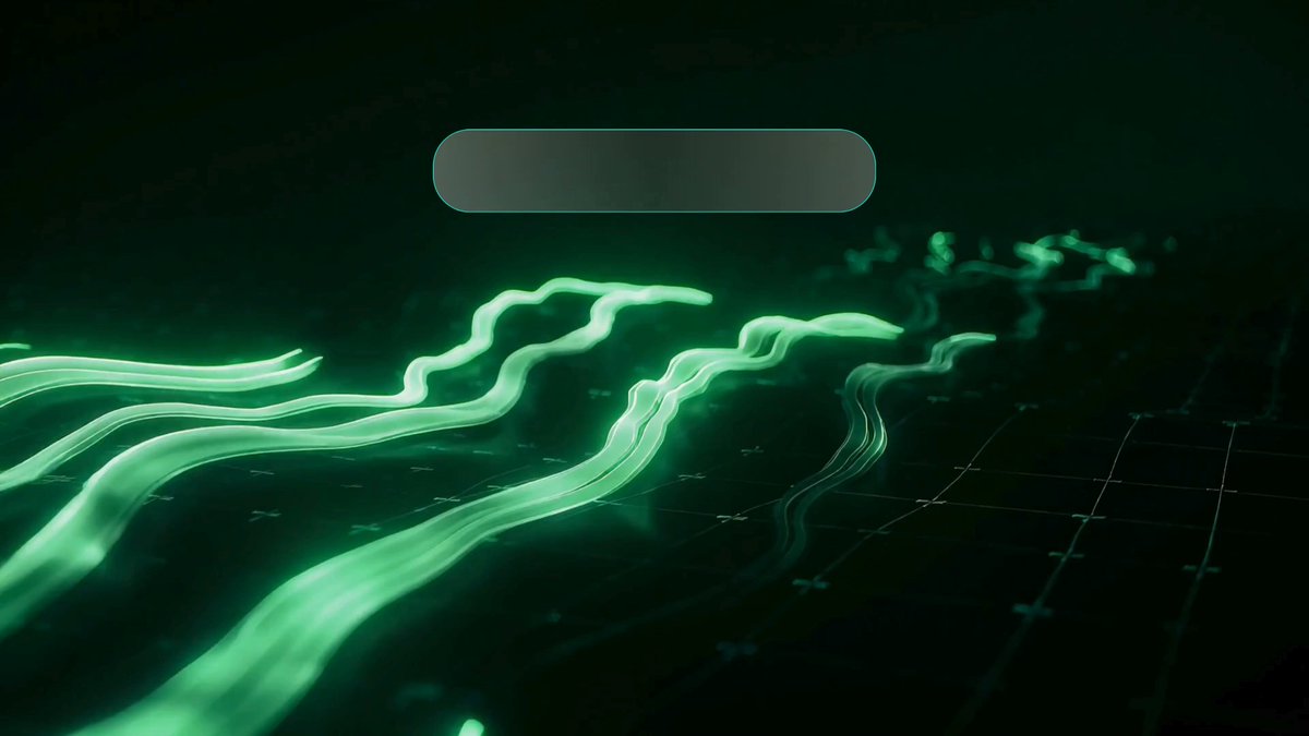In the image, there is a green wavy line that seems to be emanating from the bottom of the screen upwards towards the top, with additional lines extending outwards from this central focus point. The overall color scheme of the image appears to be predominantly green and black.