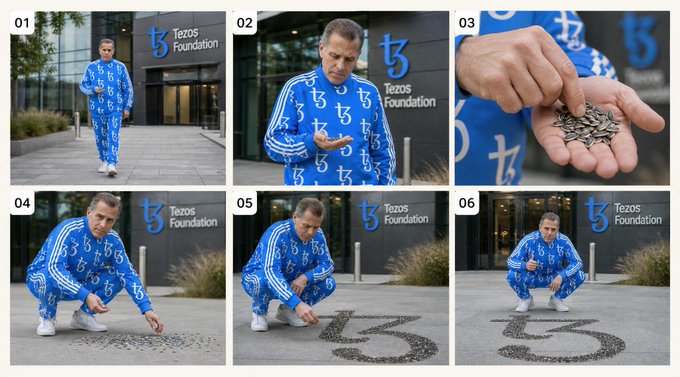 The image consists of six photos, each depicting a man wearing a blue outfit with white stripes and holding a small object such as a keychain or a button. The objects are scattered across the images, creating an interesting visual effect. The first photo shows a man in a blue suit kneeling down on the ground, while the second photo captures him standing up. The third photo features another man wearing a blue suit with white stripes and holding a small object. The fourth photo depicts a man in a blue suit with white stripes also holding a small object. The fifth photo shows a man in a blue suit with white stripes crouching down on the ground, while the sixth photo captures him standing up.