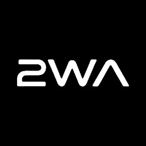 A minimalist logo featuring the white stylized text "ZWA" on a solid black background.