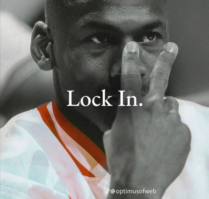 A meme of a basketball player pointing two fingers forward with the text 'Lock In.' and a TikTok handle '@optimusofweb'.