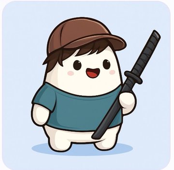 A cheerful cartoon character wearing a brown cap and teal shirt holds a katana, projecting readiness and motivation that complements the "GM CT and happy new week" greeting and the call to make the week count.